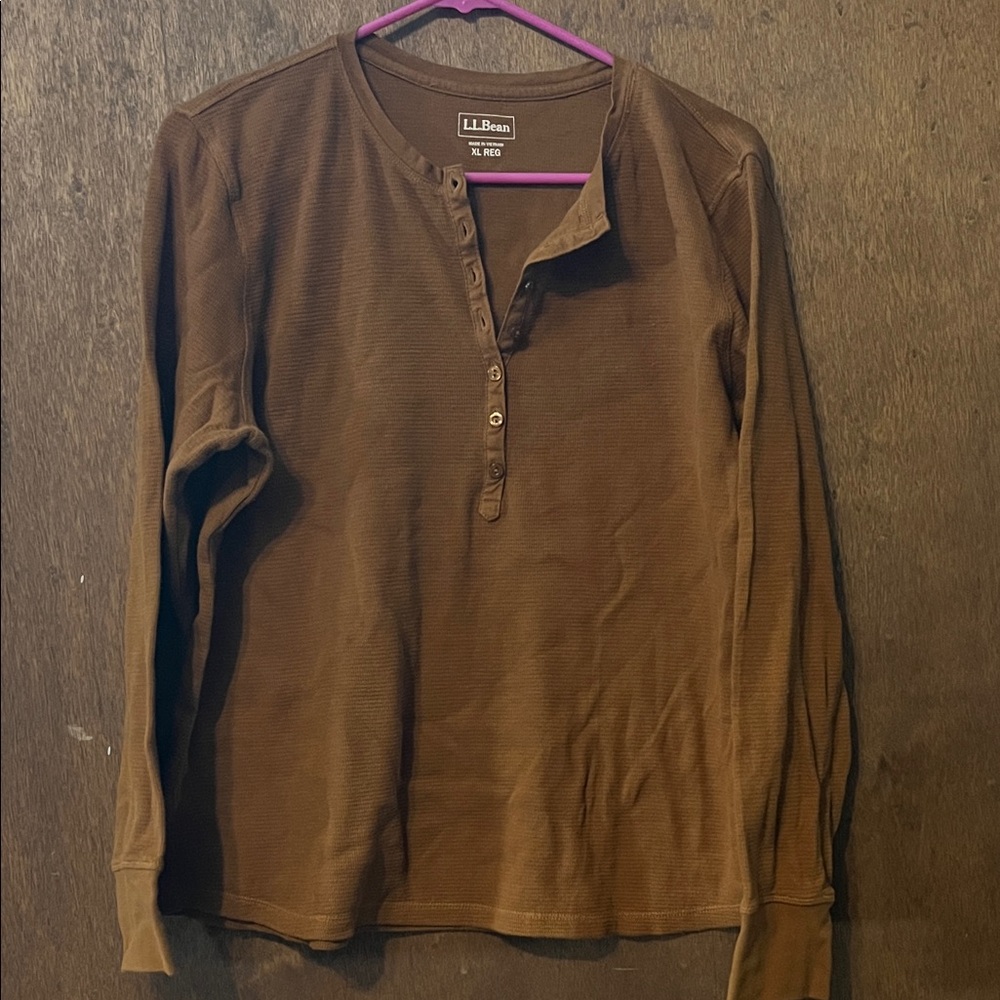 L.L. Bean Men's Long Sleeve Brown Henley